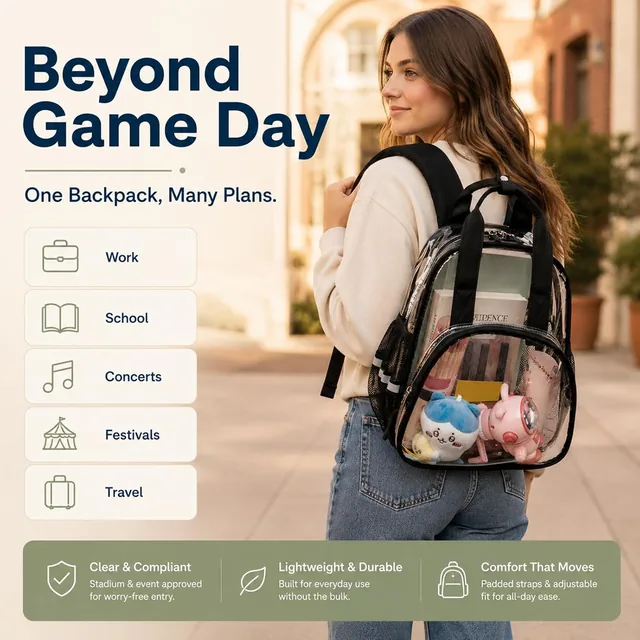 Black clear stadium backpack — product view 6