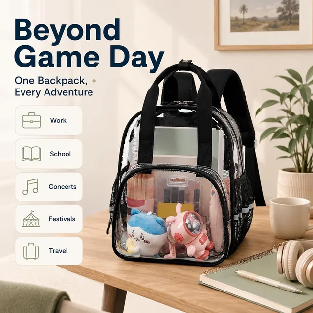 Black clear stadium backpack — product view 7