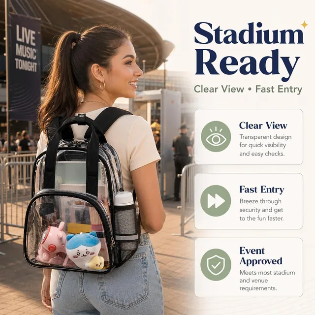 Black clear stadium backpack — product view 8