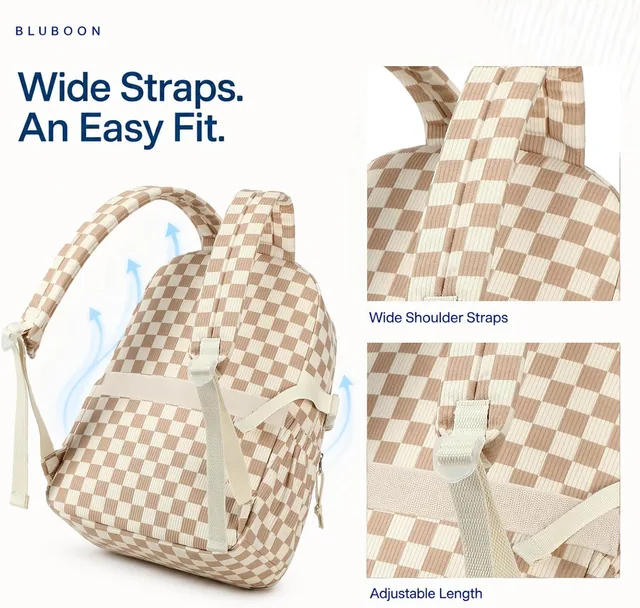 Brown checkered corduroy backpack — product view 7