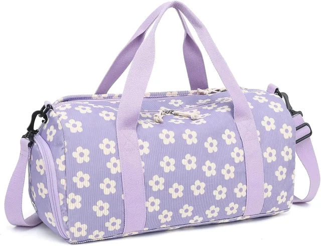 Beige floral kids duffel — selected front view