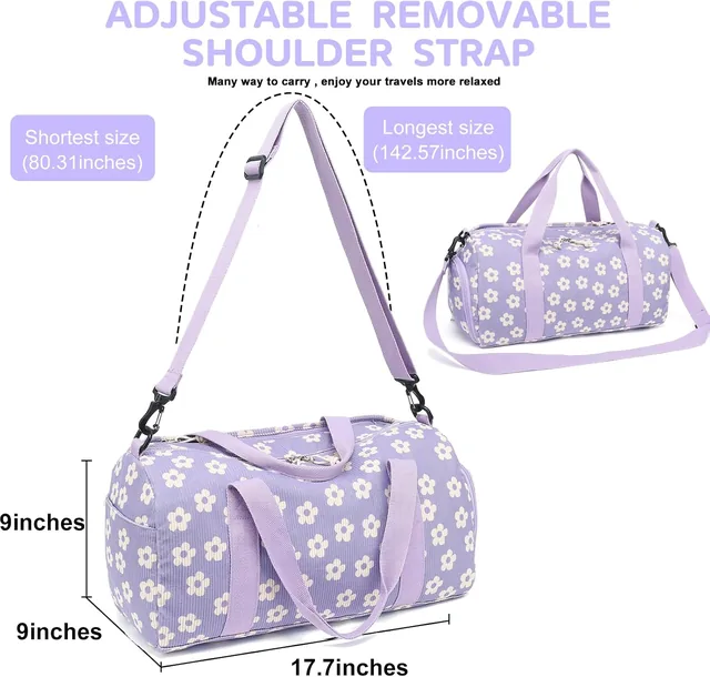 Beige floral kids duffel — product view 2