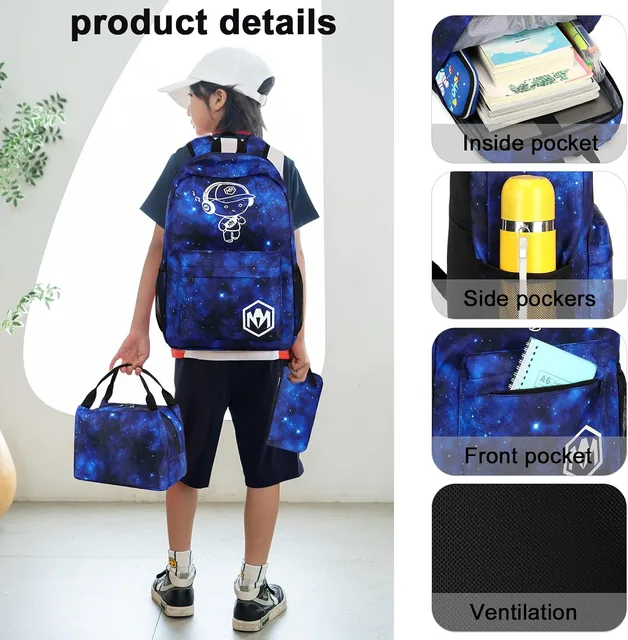 Starry sky school backpack set — product view 3