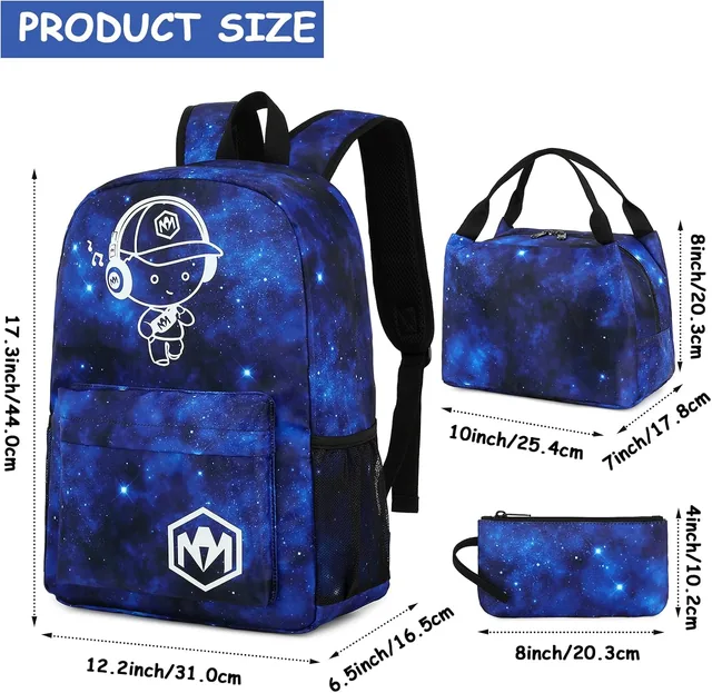 Starry sky school backpack set — product view 6