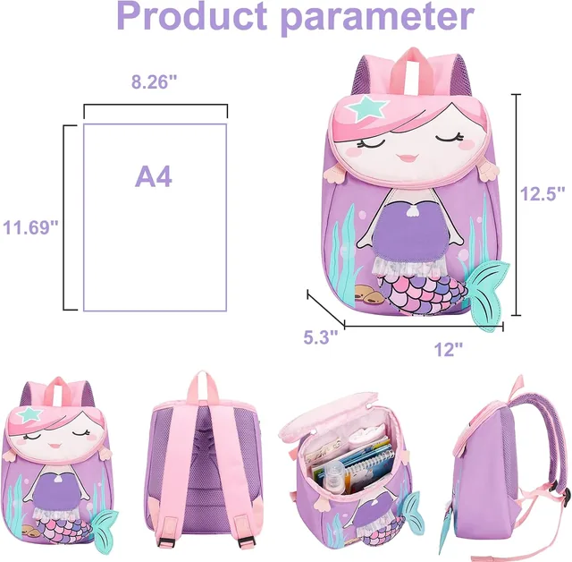 Purple 3D toddler backpack — product view 2