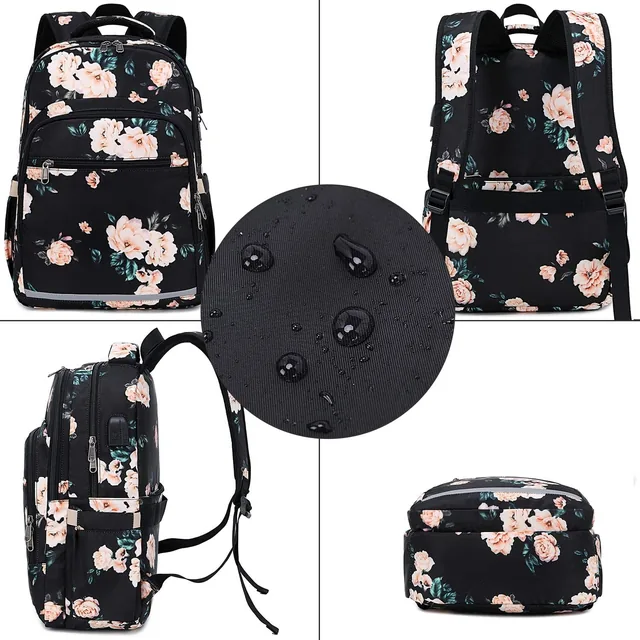 Peony floral laptop backpack — product view 6