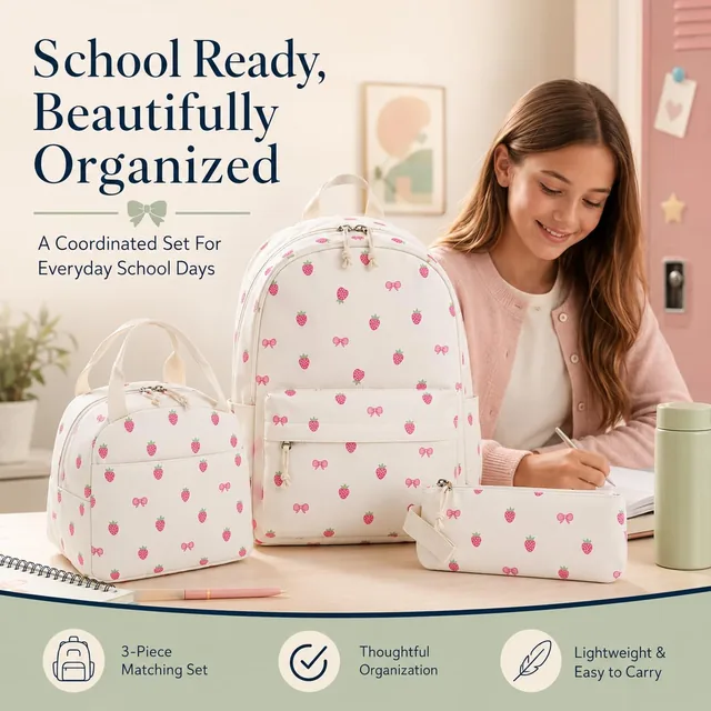 Strawberry bow school set — product view 2