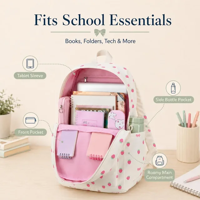 Strawberry bow school set — product view 4