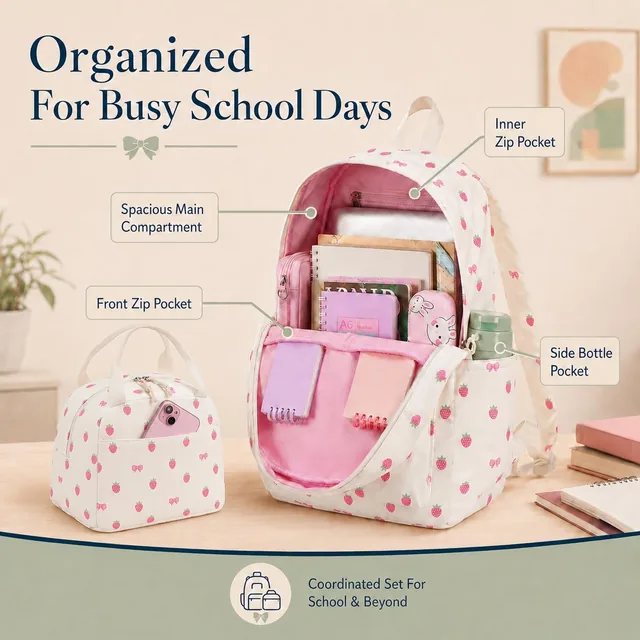 Strawberry bow school set — product view 6