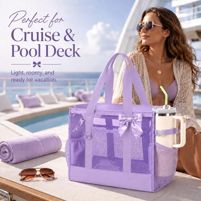 Purple clear pool tote set — product view 2