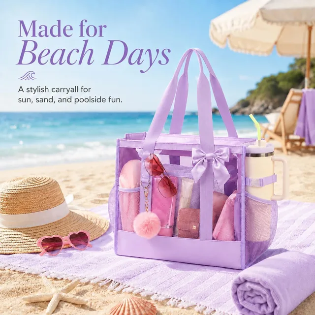 Purple clear pool tote set — product view 3