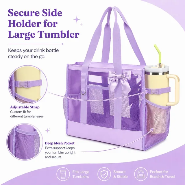 Purple clear pool tote set — product view 5