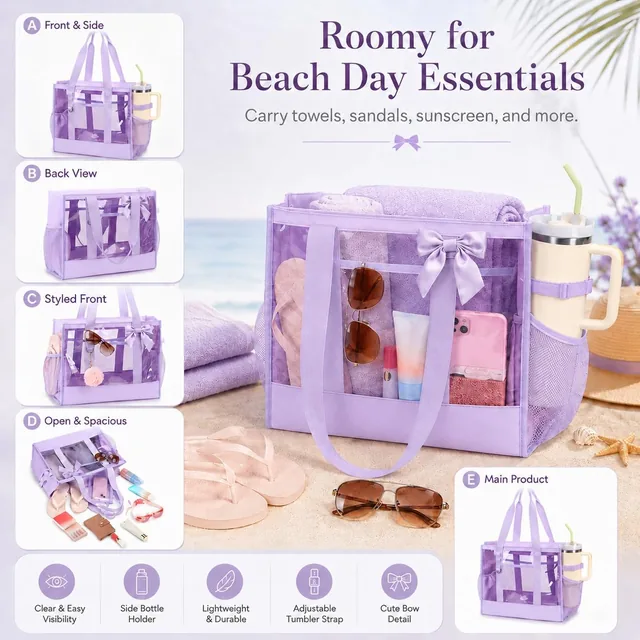 Purple clear pool tote set — product view 7