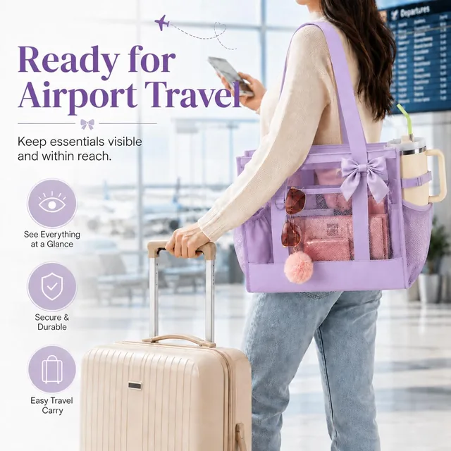 Purple clear pool tote set — product view 8