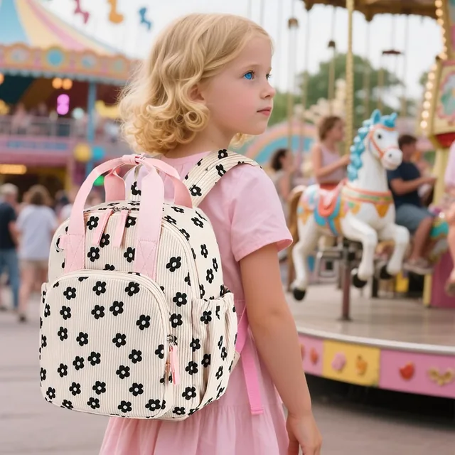 Black floral toddler backpack — product view 6