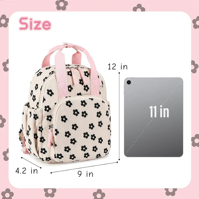 Black floral toddler backpack — product view 8