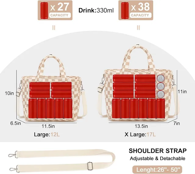 Checkered lunch tote with cup holder — product view 2